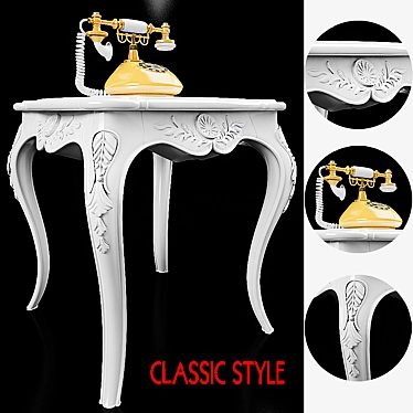 Classic English Style Carved Square Table Stand 3D model image 1 