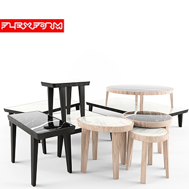 Sleek Set of Coffee Tables 3D model image 1 