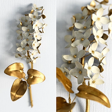 Elegant Gilded Flower Wall Decor 3D model image 1 