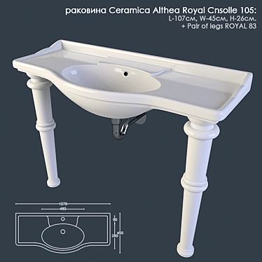 Royal Console Washbasin: Elegant Ceramica Althea Design 3D model image 1 