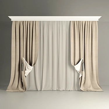 Elegant Bilateral Tulle Curtains 3D model image 1 