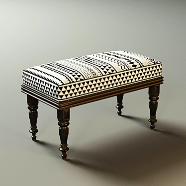 Elegant Ethnic Monochrome Stool 3D model image 1 