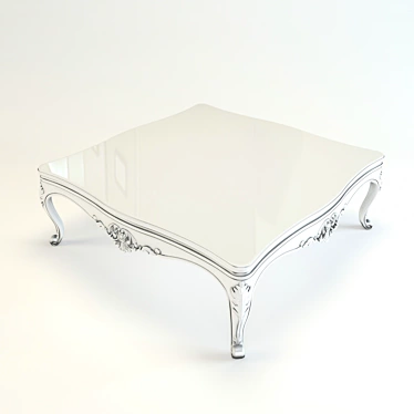 Elegant White Carved Coffee Table 3D model image 1 