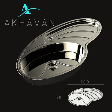 Akhavan Polished Kitchen Sink - 100*50 cm 3D model image 1 