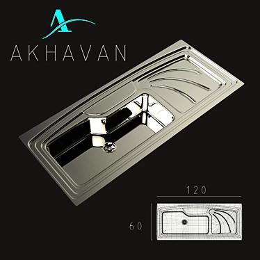 Akhavan Polished Kitchen Sink 3D model image 1 