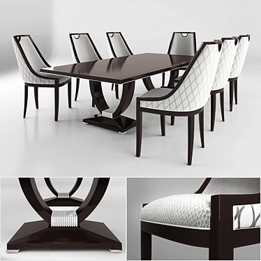 LCI 2015 Dining Set: Stylish Wood and Fabric Furniture 3D model image 1 