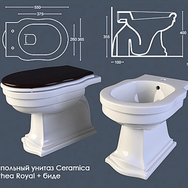 Althea Royal Floor Toilet & Bidet 3D model image 1 