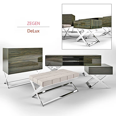 Luxury Bedroom Furniture Set - ZEGEN DeLux Series 3D model image 1 