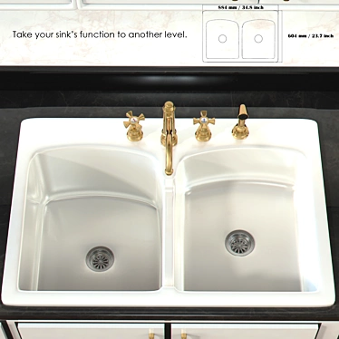 Modern Stainless Steel Kitchen Sink 3D model image 1 
