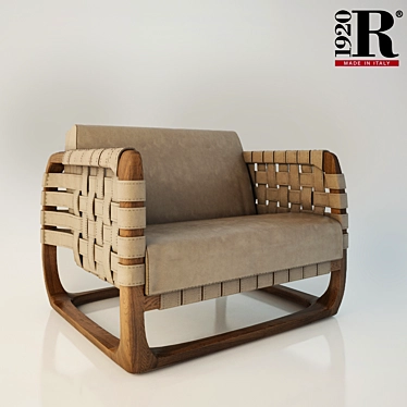 Bungalow Riva1920 Armchair - Rustic Elegance for Your Space 3D model image 1 
