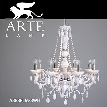 Elegant White Chandelier: ARTE LAMP A8888LM-8WH 3D model image 1 