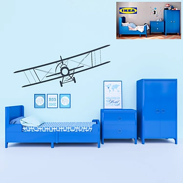 Stylish Boys Room Set 3D model image 1 