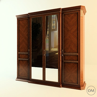 Elegant 4-Door Bristol Wardrobe 3D model image 1 