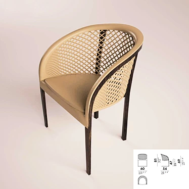 Elegant Elektra Wood Chair 3D model image 1 