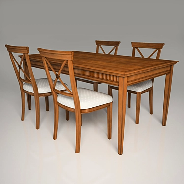 Elegant Tosato Table and Chairs 3D model image 1 