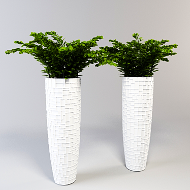 Zamioculcas: Large White Vase with Unique Pattern 3D model image 1 