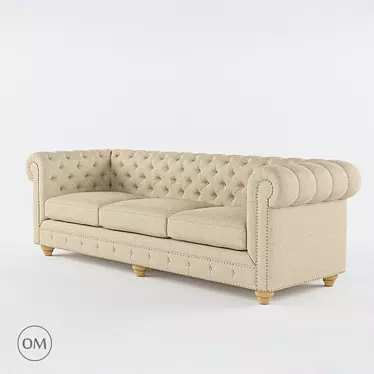 Luxury Chester 3 Seat Sofa 3D model image 1 