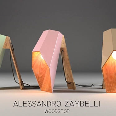 Handcrafted Natural Woodspot Desk Lamp by Alessandro Zambelli 3D model image 1 