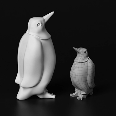 Sleek Penguin Figurine 3D model image 1 