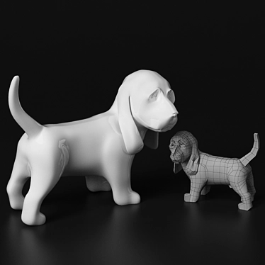 Handcrafted Basset Hound Statuette 3D model image 1 