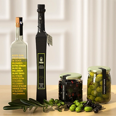 Mediterranean Olive and Oil Set 3D model image 1 