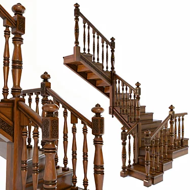 A wooden staircase. Wooden stairs