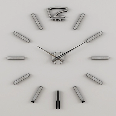 Sleek Silver Wall Clock 3D model image 1 