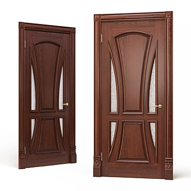 Custom Carved Wood Door 3D model image 1 