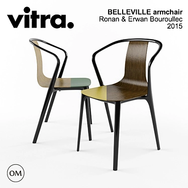 Stylish Belleville Armchair: Bouroullec 2015 3D model image 1 
