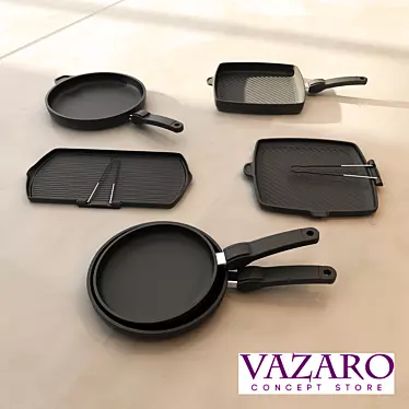 Vazaro Cast Iron Cookware Set 3D model image 1 