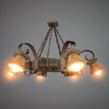 Rustic Lila Wooden Chandelier 3D model image 1 