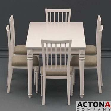Actona Kalmar Dining Set: Table & Chairs 3D model image 1 