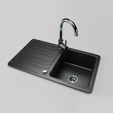 Sleek Stainless Steel Sink 3D model image 1 