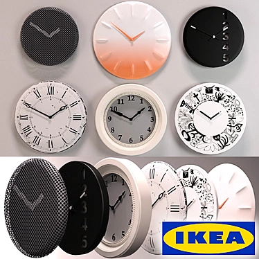 Sleek White Wall Clocks 3D model image 1 