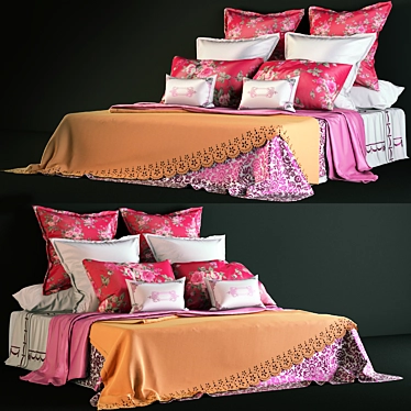 Cozy Raspberry Bed Unwrapped 3D model image 1 