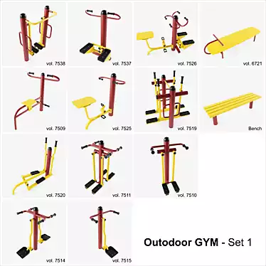 Outdoor Fitness Set 3D model image 1 