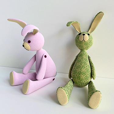 Adorable Rag Hare Duo 3D model image 1 