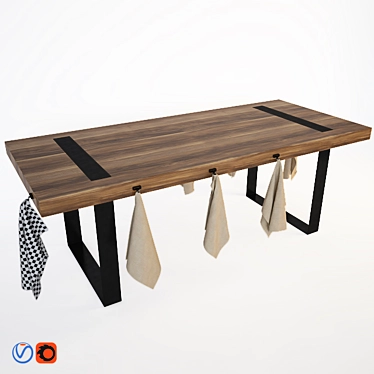 Sleek Modern HOOK Table 3D model image 1 
