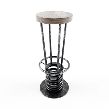 Industrial Woodbar Stool 3D model image 1 