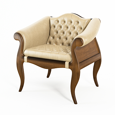 Elegant Marseille Armchair in Genuine Leather 3D model image 1 