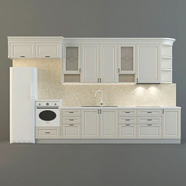 Italian Dolomite Kitchen: Modern Elegance 3D model image 1 