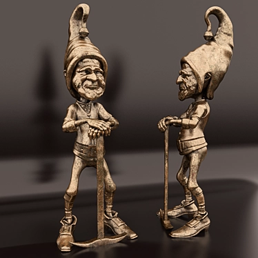 Whimsical Bronze Gnome Sculpture 3D model image 1 