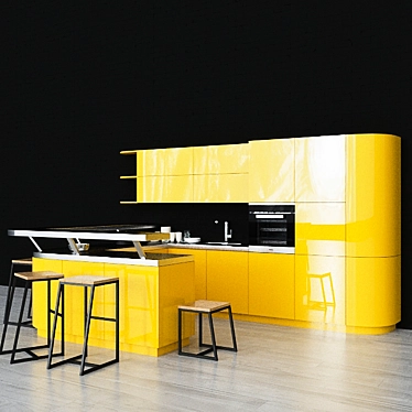 Modern Kitchen Set with Barazza Sink, Siemens Cooktop, and Miele Oven 3D model image 1 