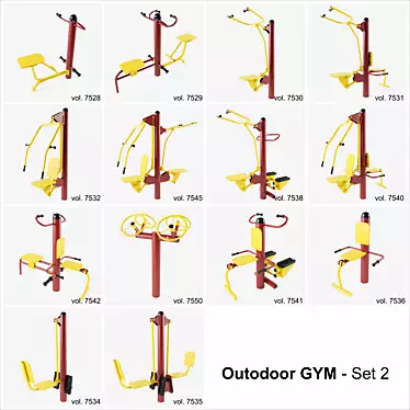 Outdoor Gym Set 2: Versatile Fitness Equipment 3D model image 1 