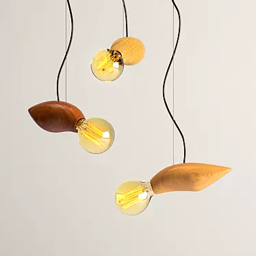 Handmade Edison Wood Lamp 3D model image 1 