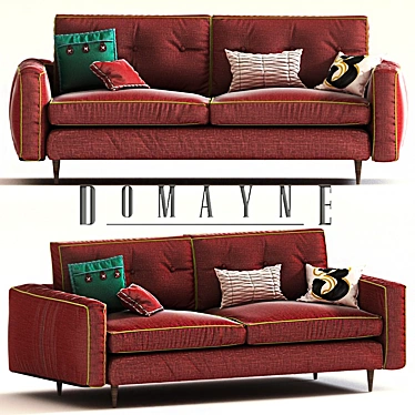 Bianca Red Fabric Sofa - Customizable 3D model image 1 