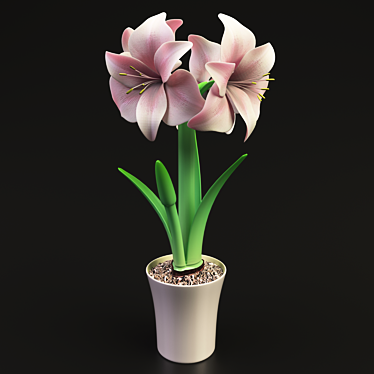  Elegant Hippeastrum Flower: 47.5 cm Tall 3D model image 1 