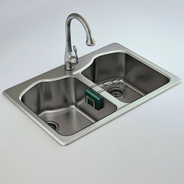 Premium Sink & Mixer Set by Kohler & Hansgrohe 3D model image 1 