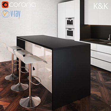 Modern Kitchen Furniture Set 3D model image 1 