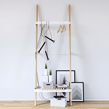 Pual Designer Hanger - Stylish Storage 3D model image 1 